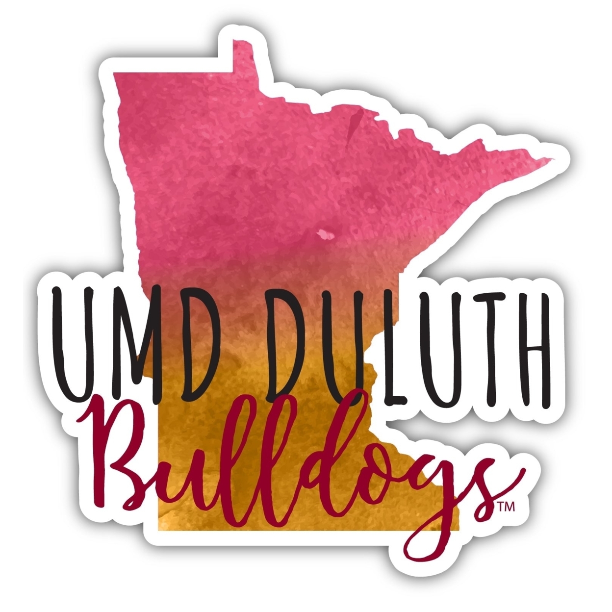 Minnesota Duluth Bulldogs Watercolor State Die Cut Decal 2-Inch