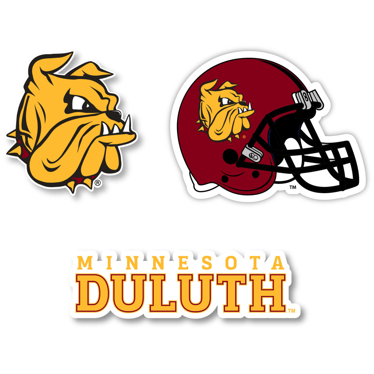 Minnesota Duluth Bulldogs Vinyl Decal Sticker 3 Pack 4-Inch Each