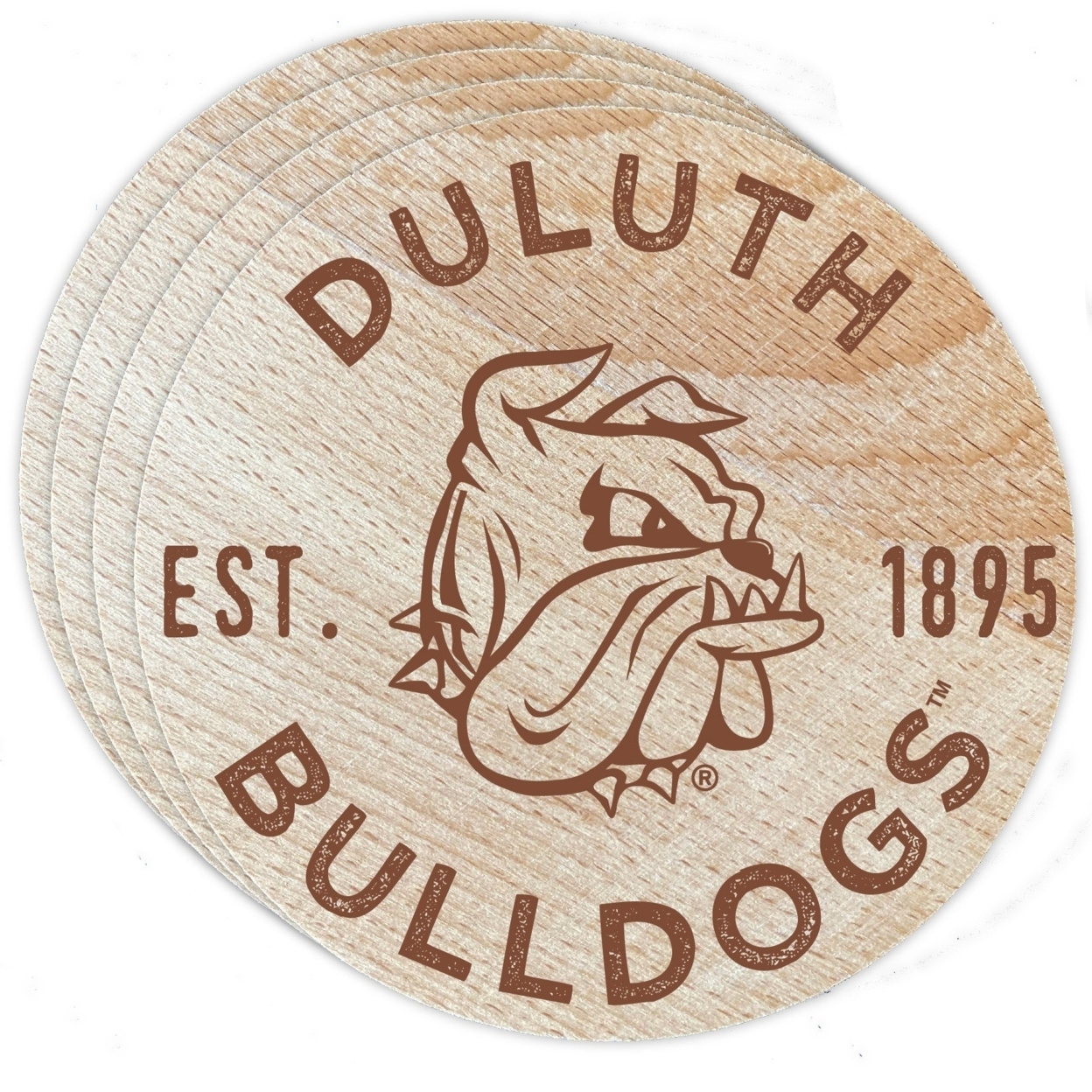 Minnesota Duluth Bulldogs Wood Coaster Engraved 4 Pack