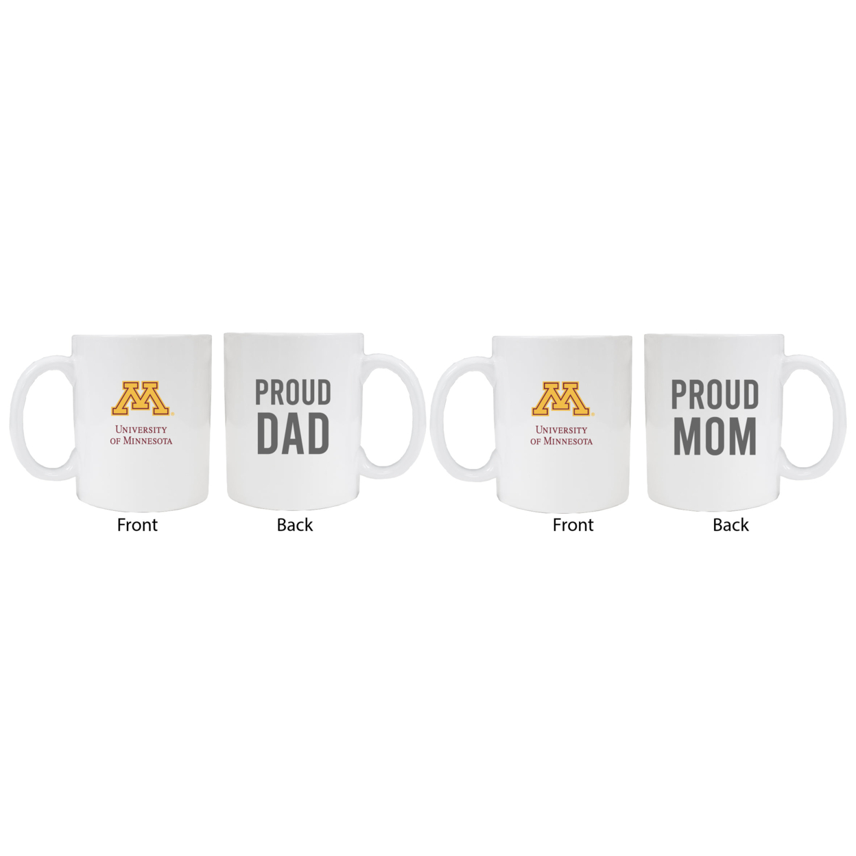 Minnesota Gophers Proud Mom And Dad White Ceramic Coffee Mug 2 Pack (White).