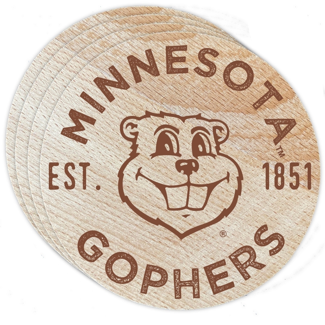Minnesota Gophers Wood Coaster Engraved 4 Pack