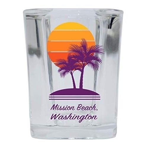Mission Beach Washington Souvenir 2 Ounce Square Shot Glass Palm Design