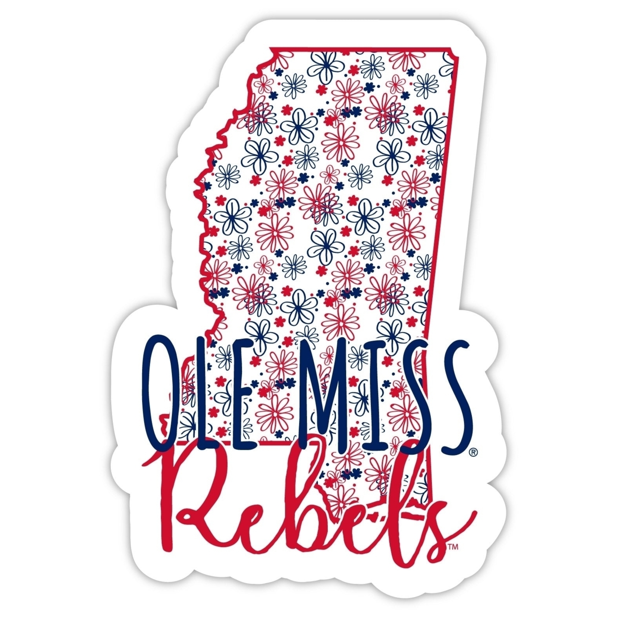 Mississippi Rebels Ole Miss Floral State Die Cut Decal 4-Inch