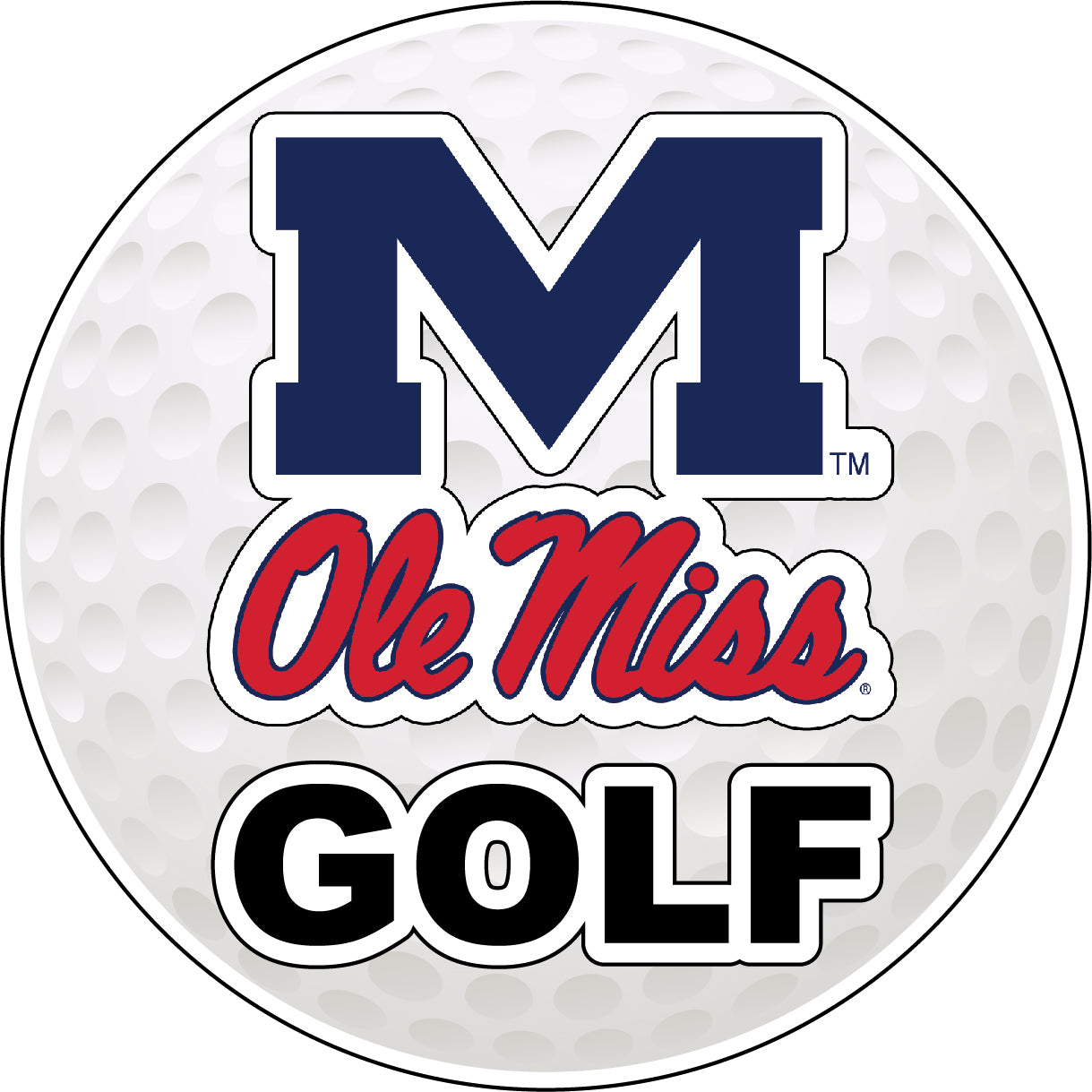 Mississippi Rebels Ole Miss 4-Inch Round Golf Ball Vinyl Decal Sticker