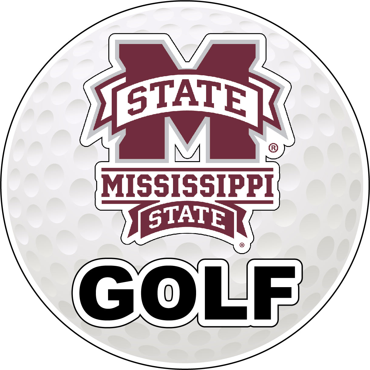 Mississippi State Bulldogs 4-Inch Round Golf Ball Vinyl Decal Sticker