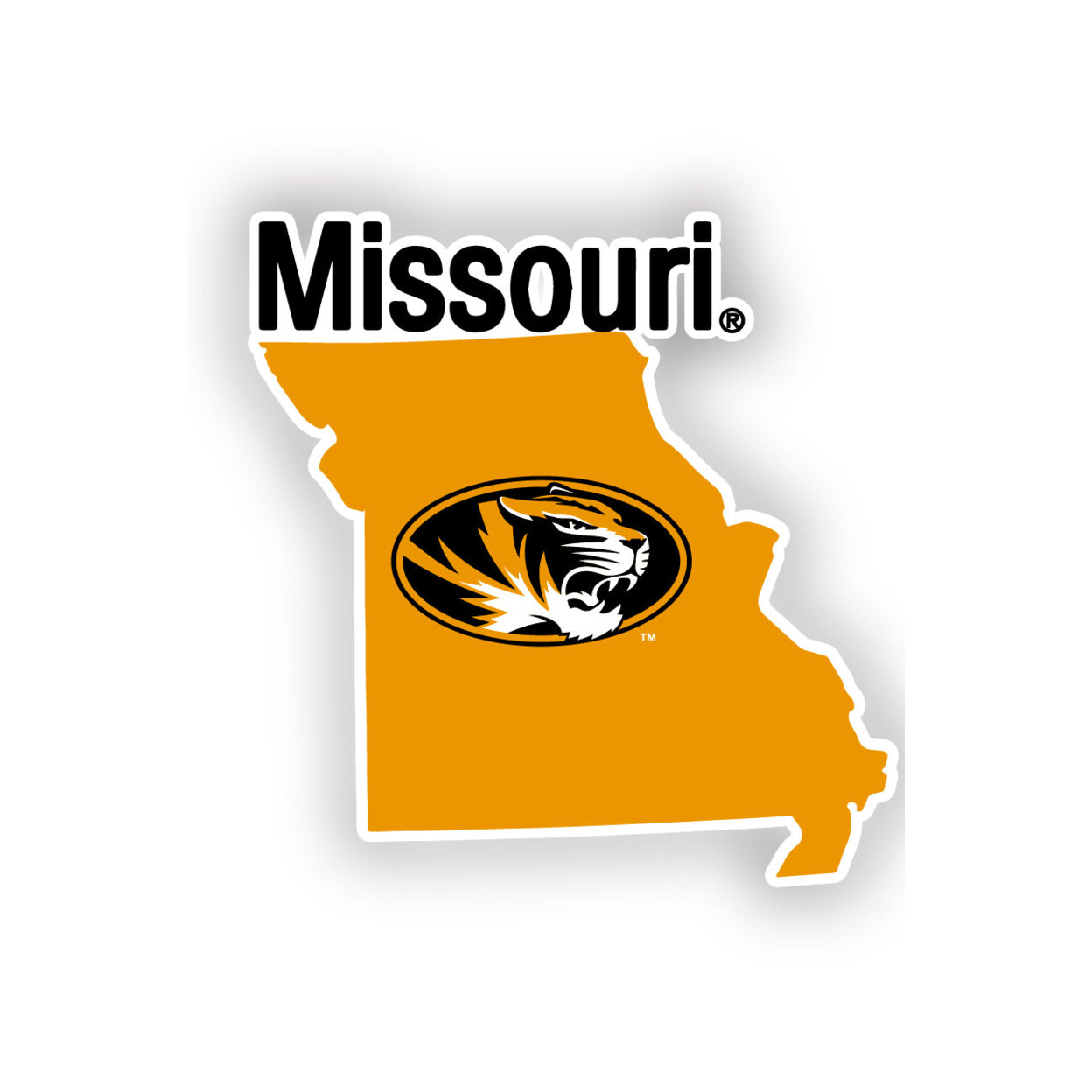 Missouri Tigers 4 Inch State Shape Vinyl Decal Sticker