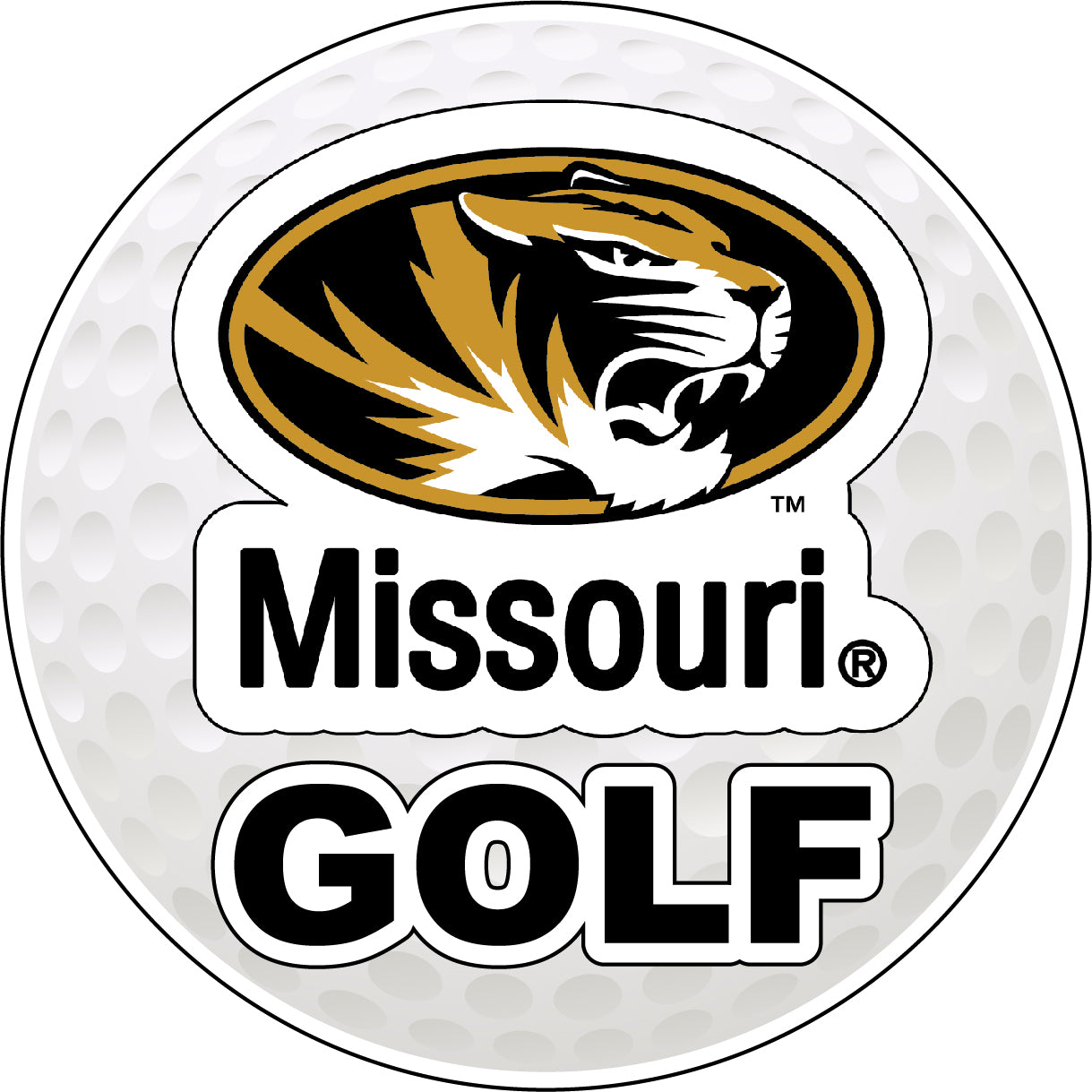 Missouri Tigers 4-Inch Round Golf Ball Vinyl Decal Sticker