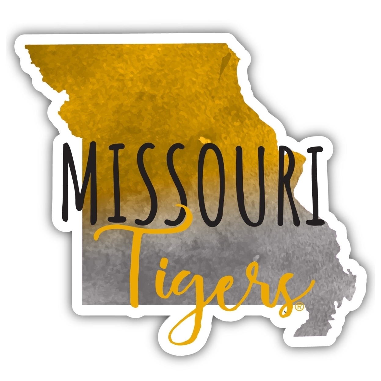 Missouri Tigers Watercolor State Die Cut Decal 2-Inch