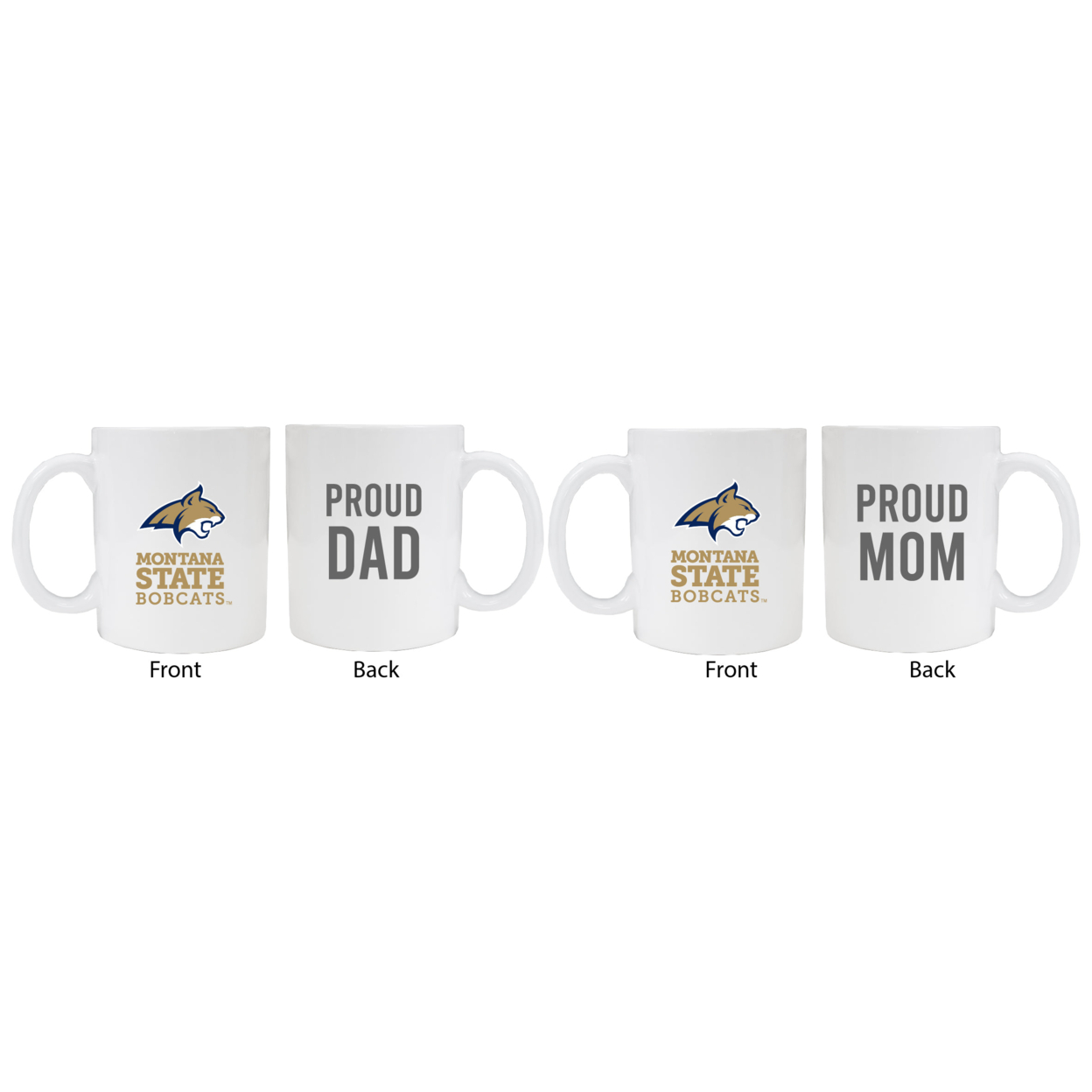 Montana State Bobcats Proud Mom And Dad White Ceramic Coffee Mug 2 Pack (White).