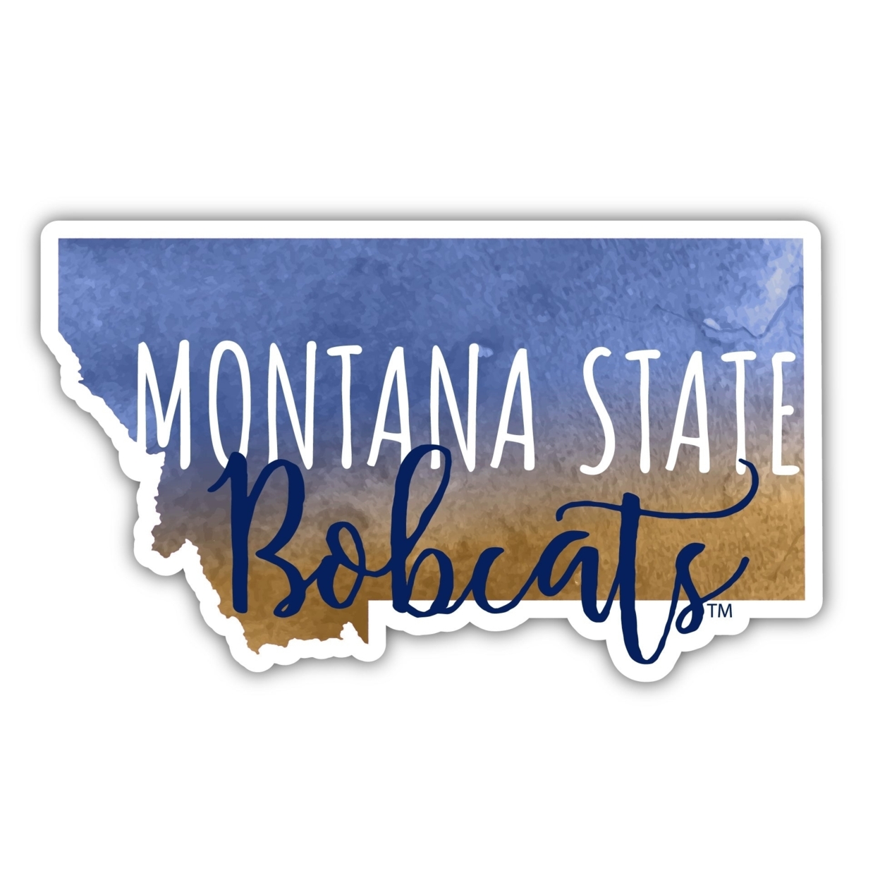 Montana State Bobcats Watercolor State Die Cut Decal 2-Inch