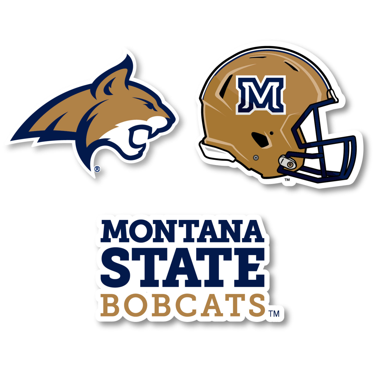 Montana State Bobcats Vinyl Decal Sticker 3 Pack 4-Inch Each