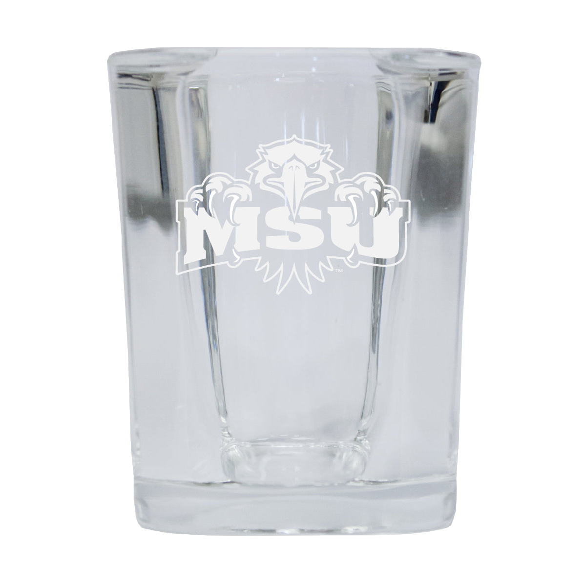 Morehead State University 2 Ounce Square Shot Glass Laser Etched Logo Design