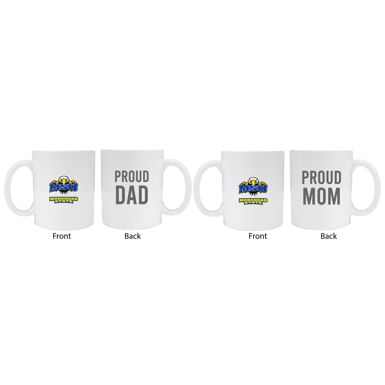 Morehead State University Proud Mom And Dad White Ceramic Coffee Mug 2 Pack (White).