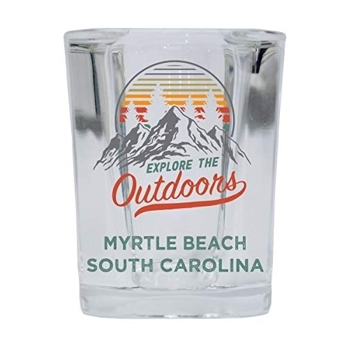 Myrtle Beach South Carolina Explore The Outdoors Souvenir 2 Ounce Square Base Liquor Shot Glass