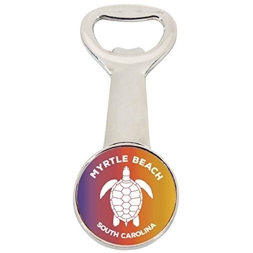 Myrtle Beach South Carolina Rainbow Turtle Design Souvenir Magnetic Bottle Opener