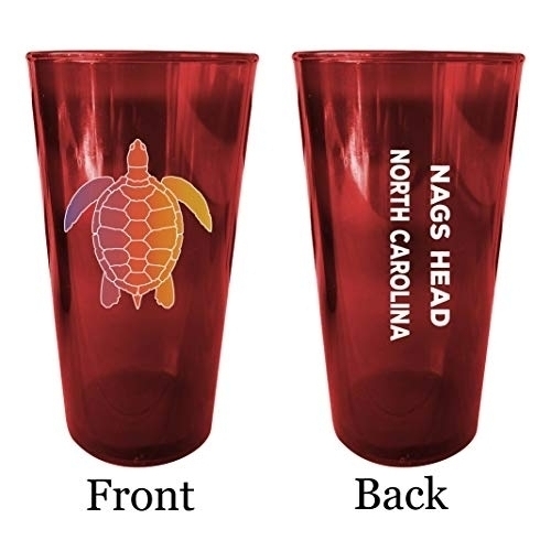 Myrtle Beach South Carolina Souvenir 16 Oz Red Plastic Pint Glass 4-Pack