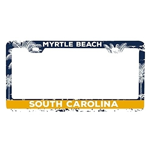Myrtle Beach South Carolina Metal License Plate Frame Distressed Palm Design