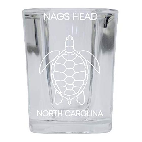 Myrtle Beach South Carolina Souvenir 2 Ounce Square Shot Glass Laser Etched Turtle Design