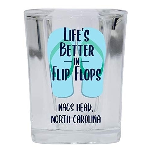 Myrtle Beach South Carolina Souvenir 2 Ounce Square Shot Glass Flip Flop Design 4-Pack