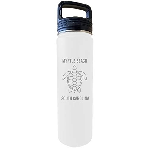 Myrtle Beach South Carolina Souvenir 32 Oz Engraved White Insulated Double Wall Stainless Steel Water Bottle Tumbler