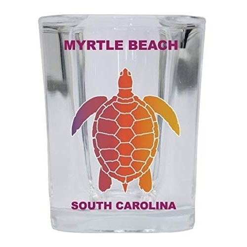 Myrtle Beach South Carolina Souvenir Square Shot Glass Rainbow Turtle Design 4-Pack