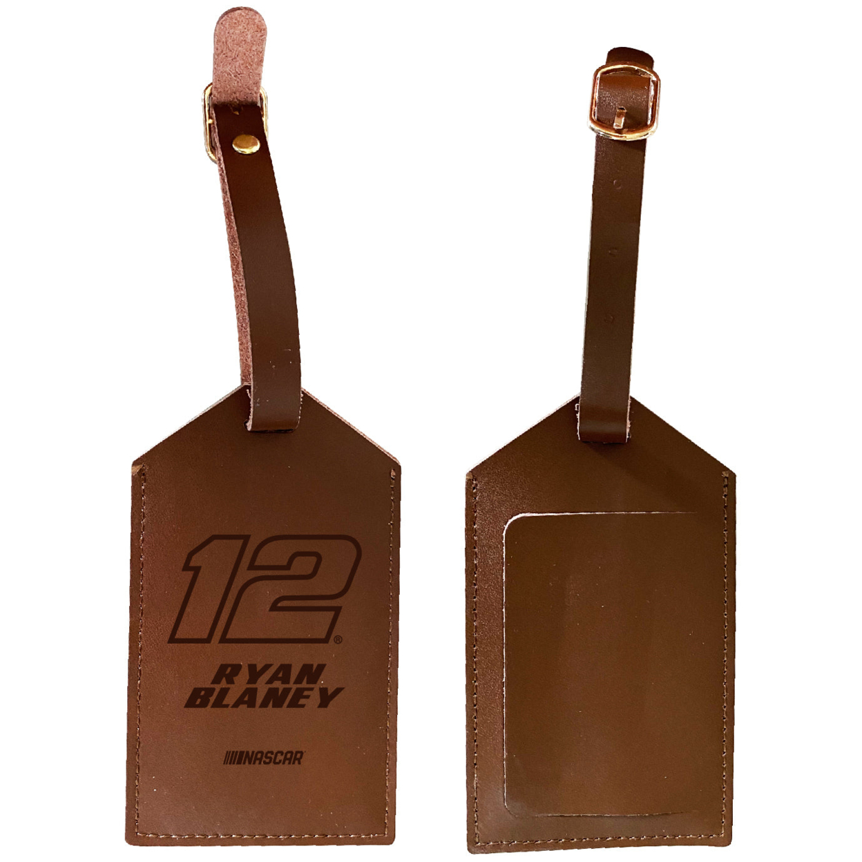 Nascar #12 Ryan Blaney Leather Luggage Tag Engraved