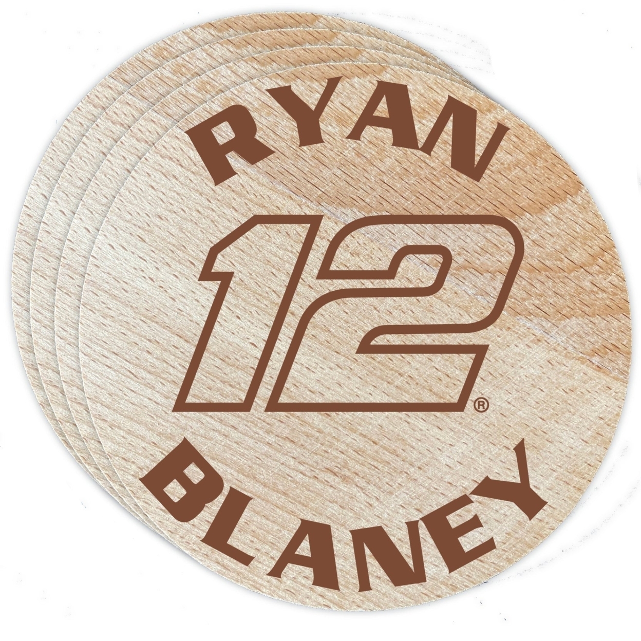 Nascar #12 Ryan Blaney Wood Coaster Engraved 4-Pack