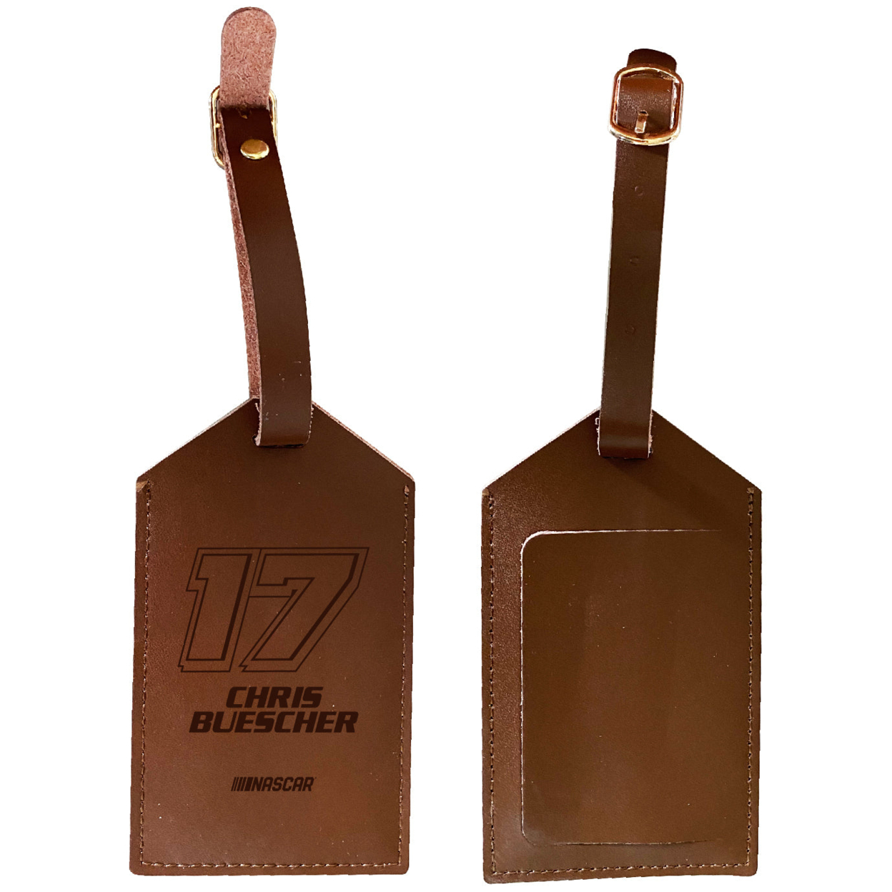 Nascar #17 Chris Buescher Leather Luggage Tag Engraved