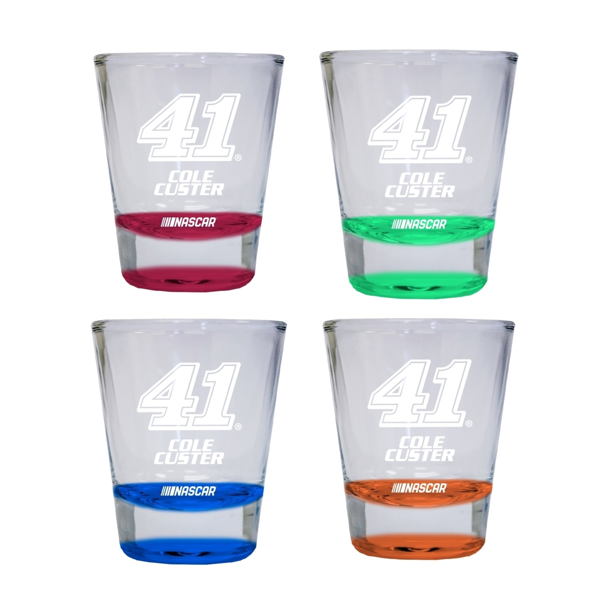 Nascar #41 Cole Custer Color Etched Shot Glasses New For 2022