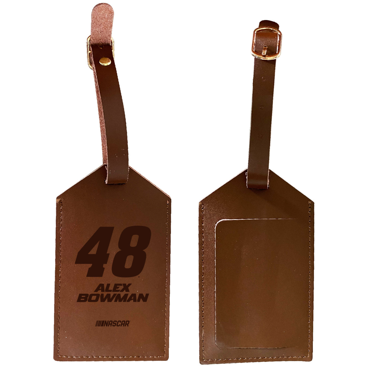 Nascar #48 Alex Bowman Leather Luggage Tag Engraved