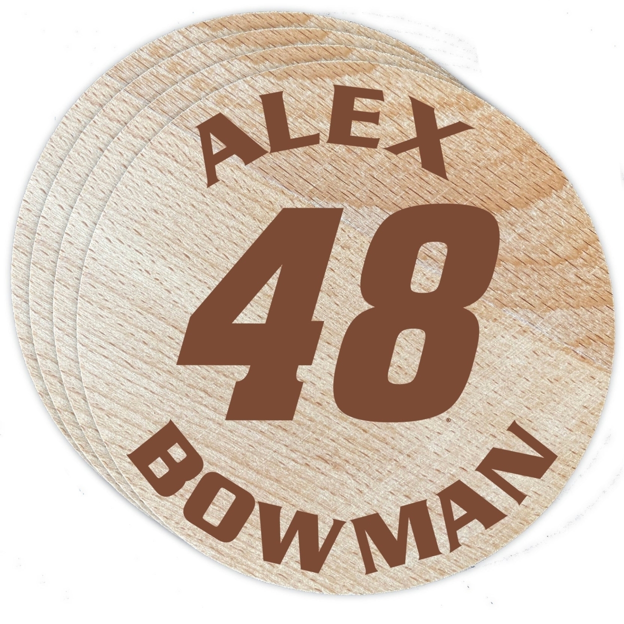 Nascar #48 Alex Bowman Wood Coaster Engraved 4-Pack