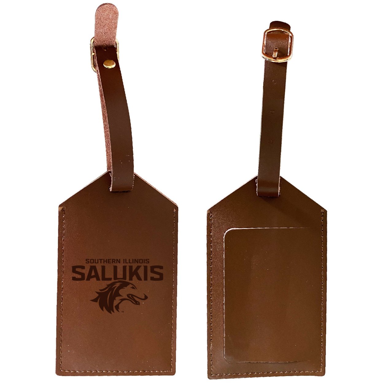 Southern Illinois Salukis Leather Luggage Tag Engraved