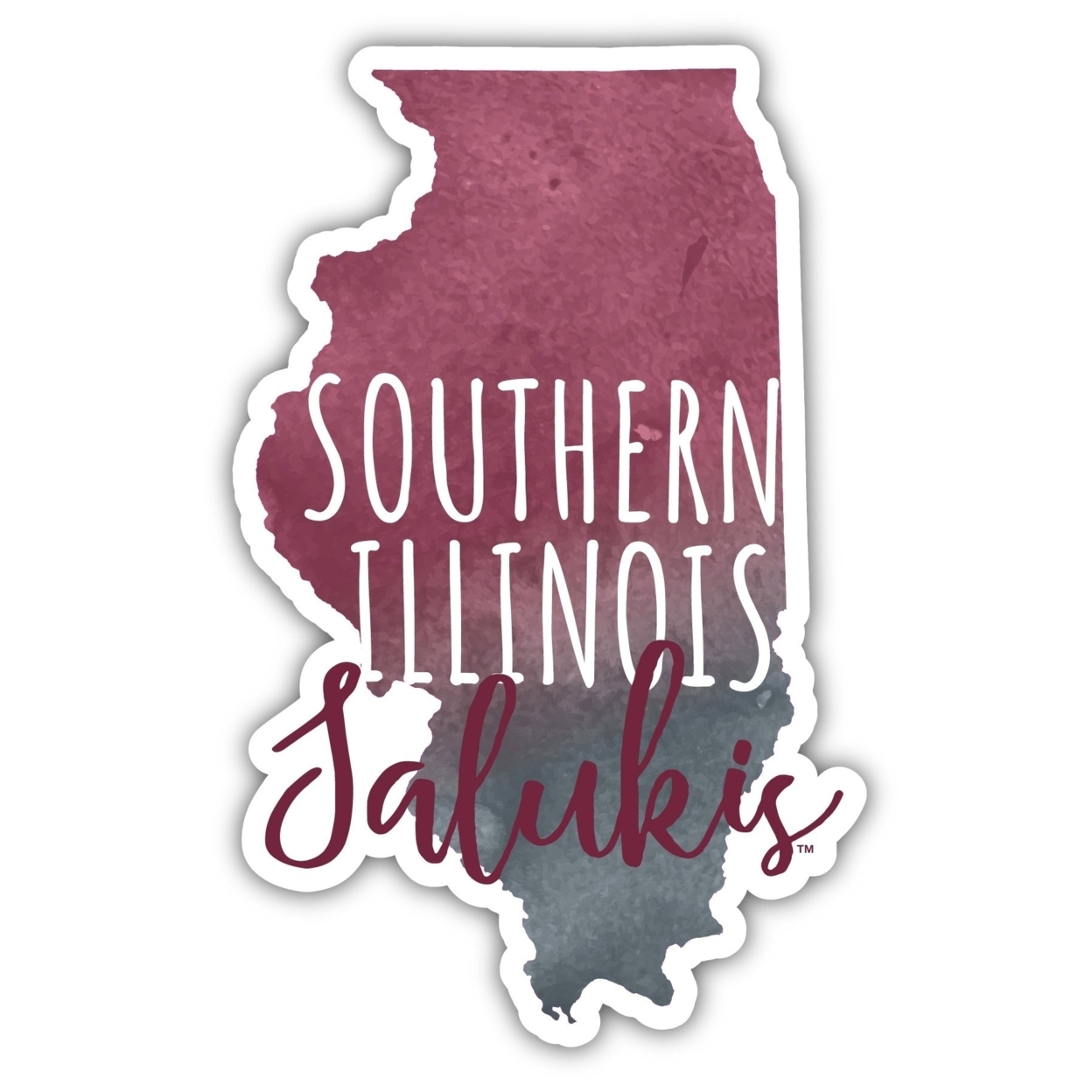 Southern Illinois Salukis Watercolor State Die Cut Decal 2-Inch