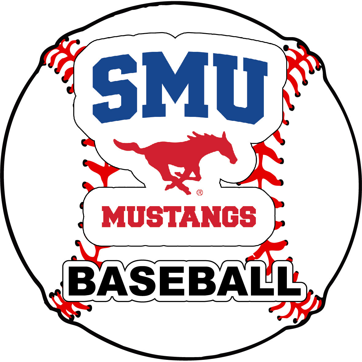 Southern Methodist University 4-Inch Round Baseball Vinyl Decal Sticker