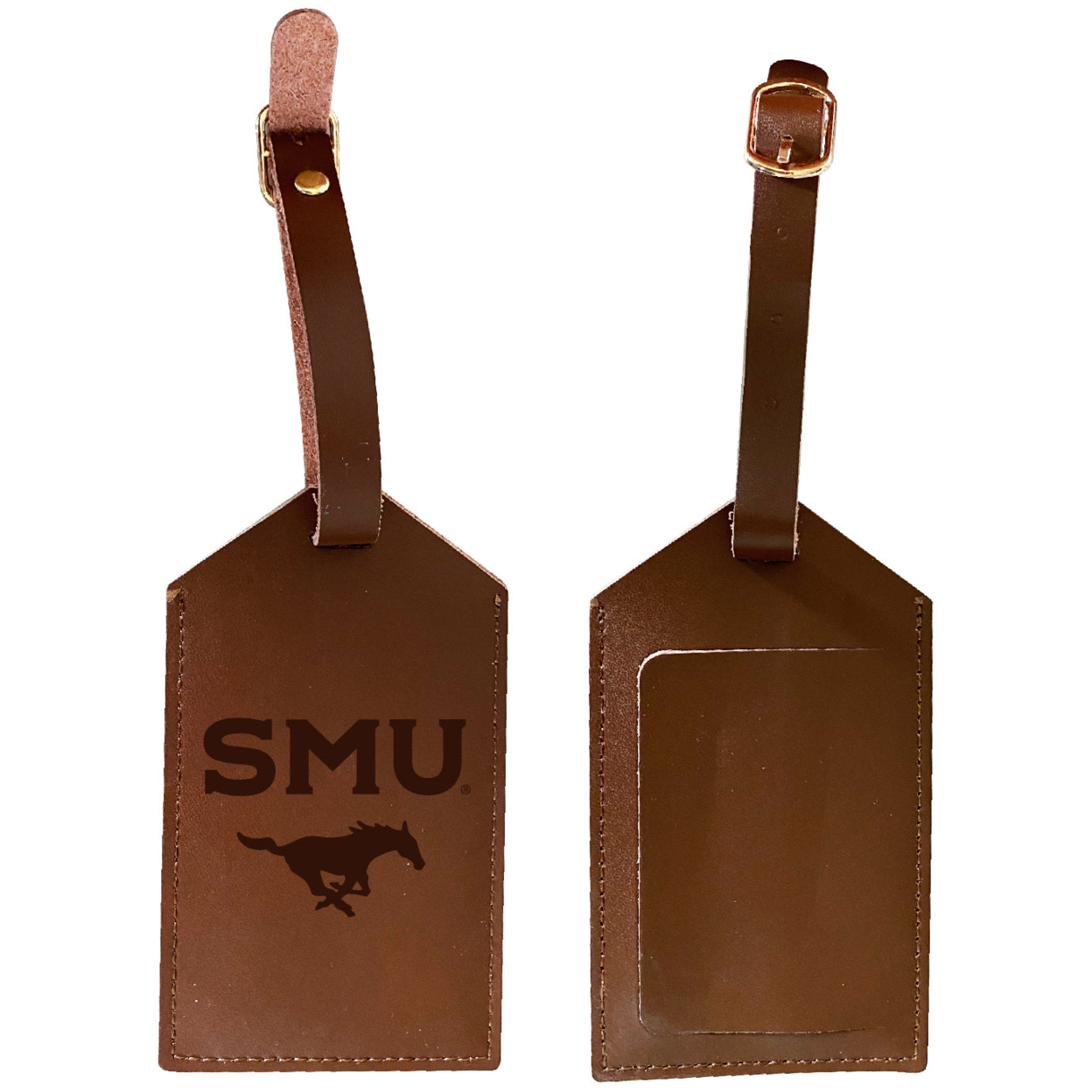Southern Methodist University Leather Luggage Tag Engraved