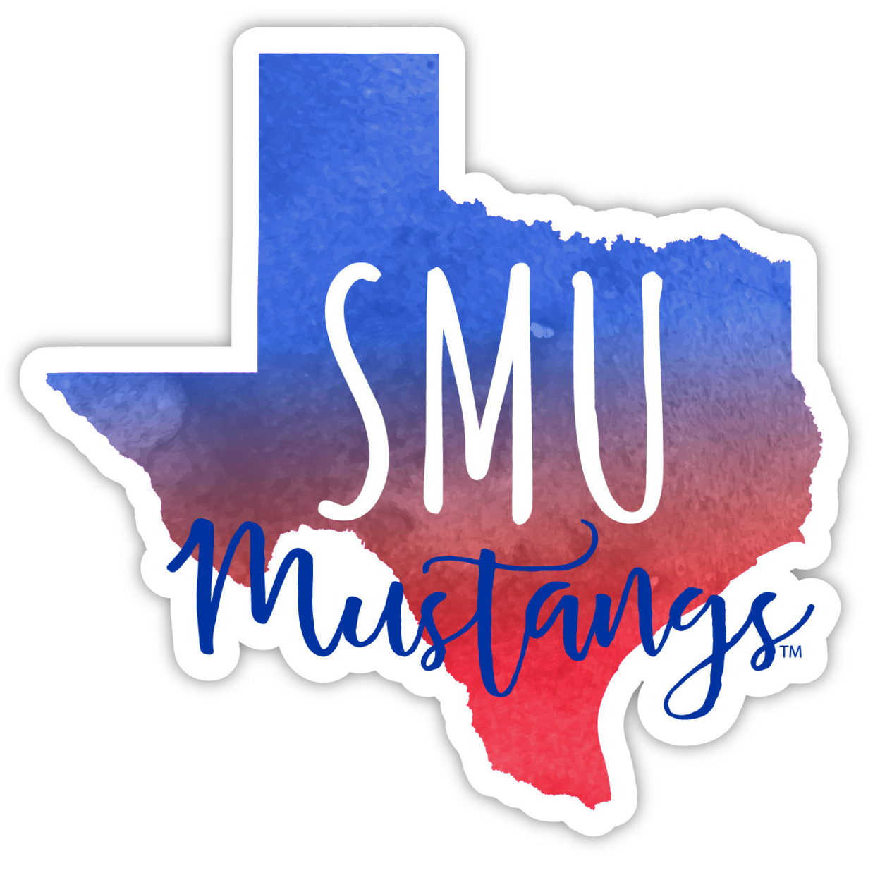 Southern Methodist University Watercolor State Die Cut Decal 2-Inch