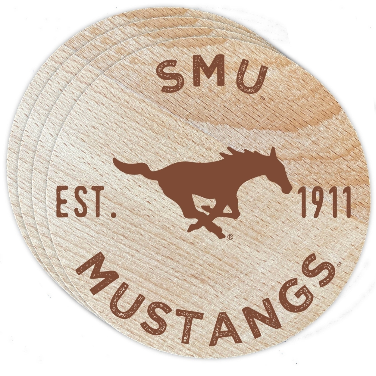 Southern Methodist University Wood Coaster Engraved 4 Pack