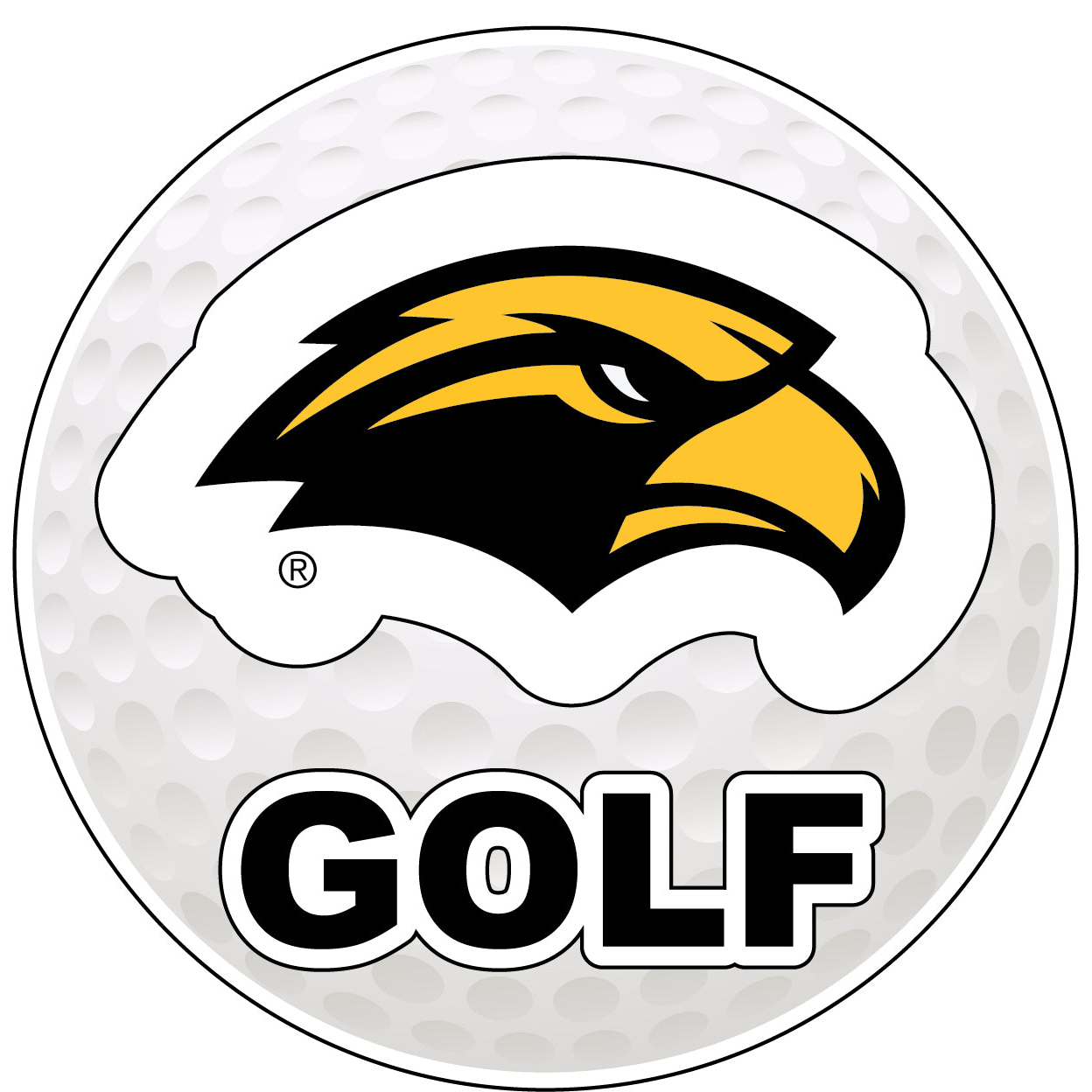 Southern Mississippi Golden Eagles 4-Inch Round Golf Ball Vinyl Decal Sticker
