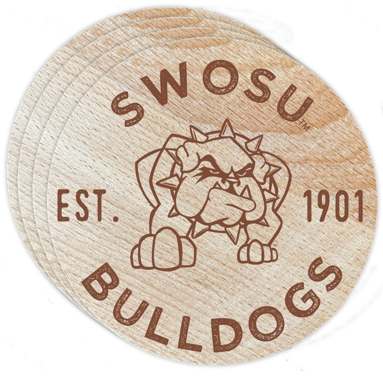 Southwestern Oklahoma State University Wood Coaster Engraved 4 Pack