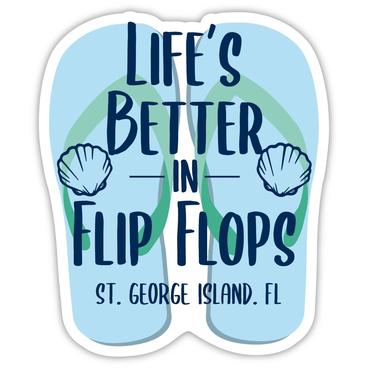 St. George Island Florida Souvenir 4 Inch Vinyl Decal Sticker Flip Flop Design