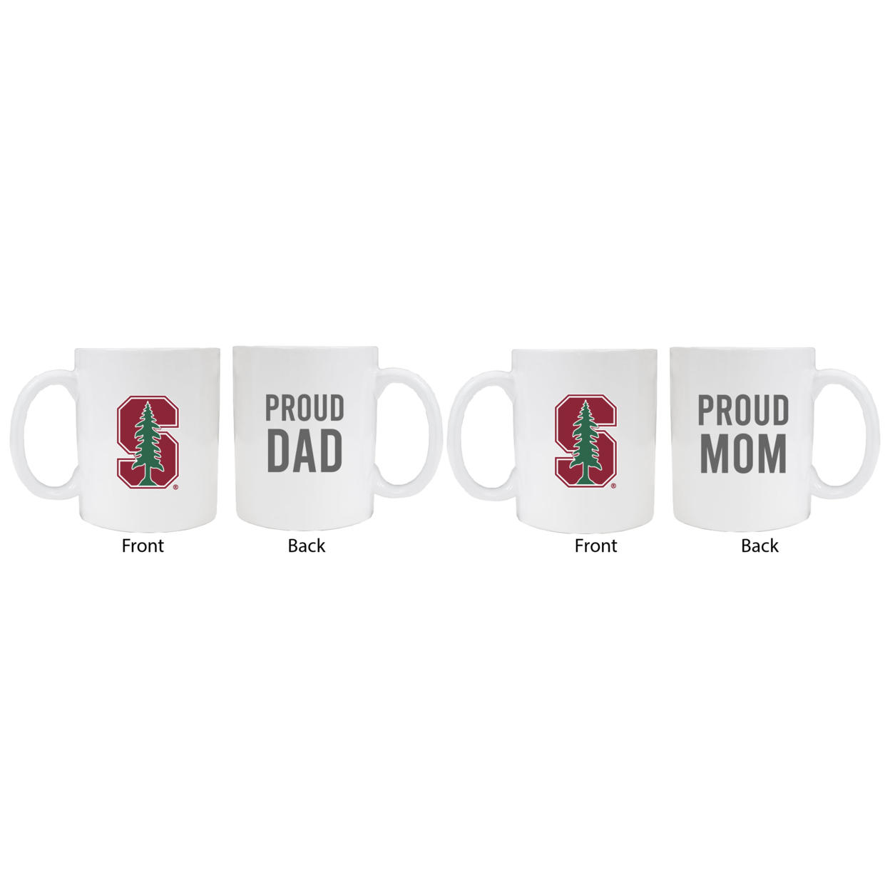 Stanford University Proud Mom And Dad White Ceramic Coffee Mug 2 Pack (White).