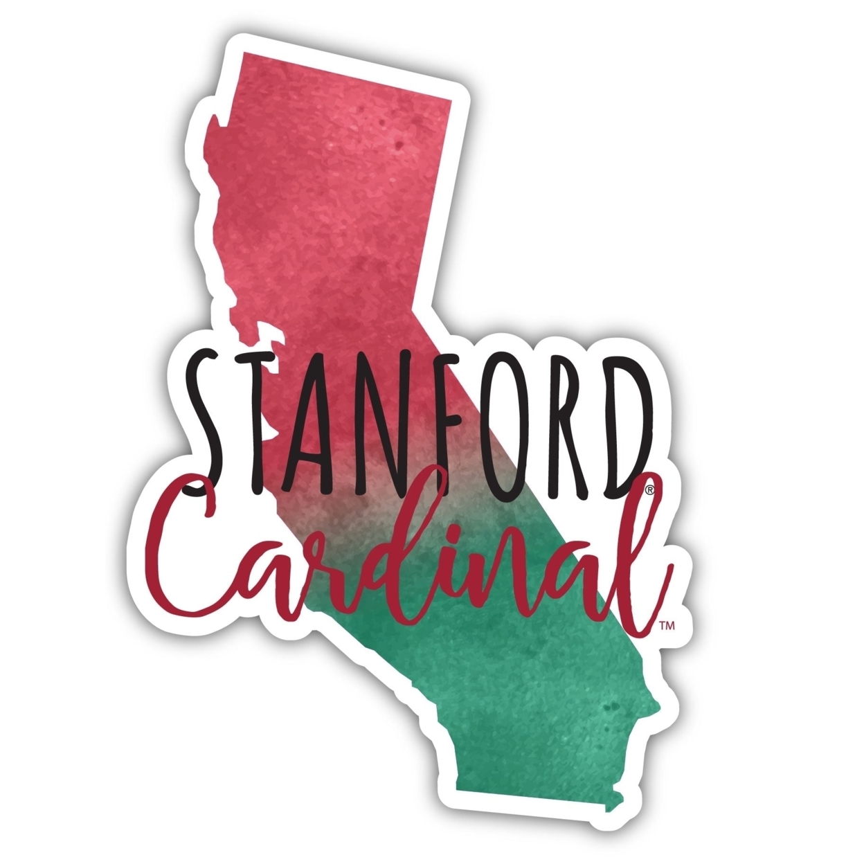 Stanford University Watercolor State Die Cut Decal 2-Inch