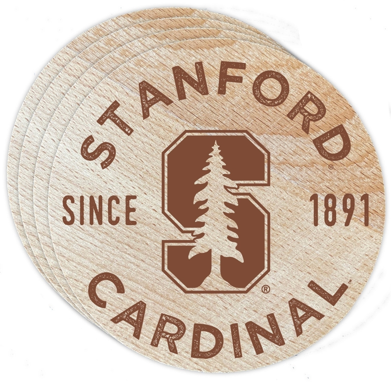 Stanford University Wood Coaster Engraved 4 Pack