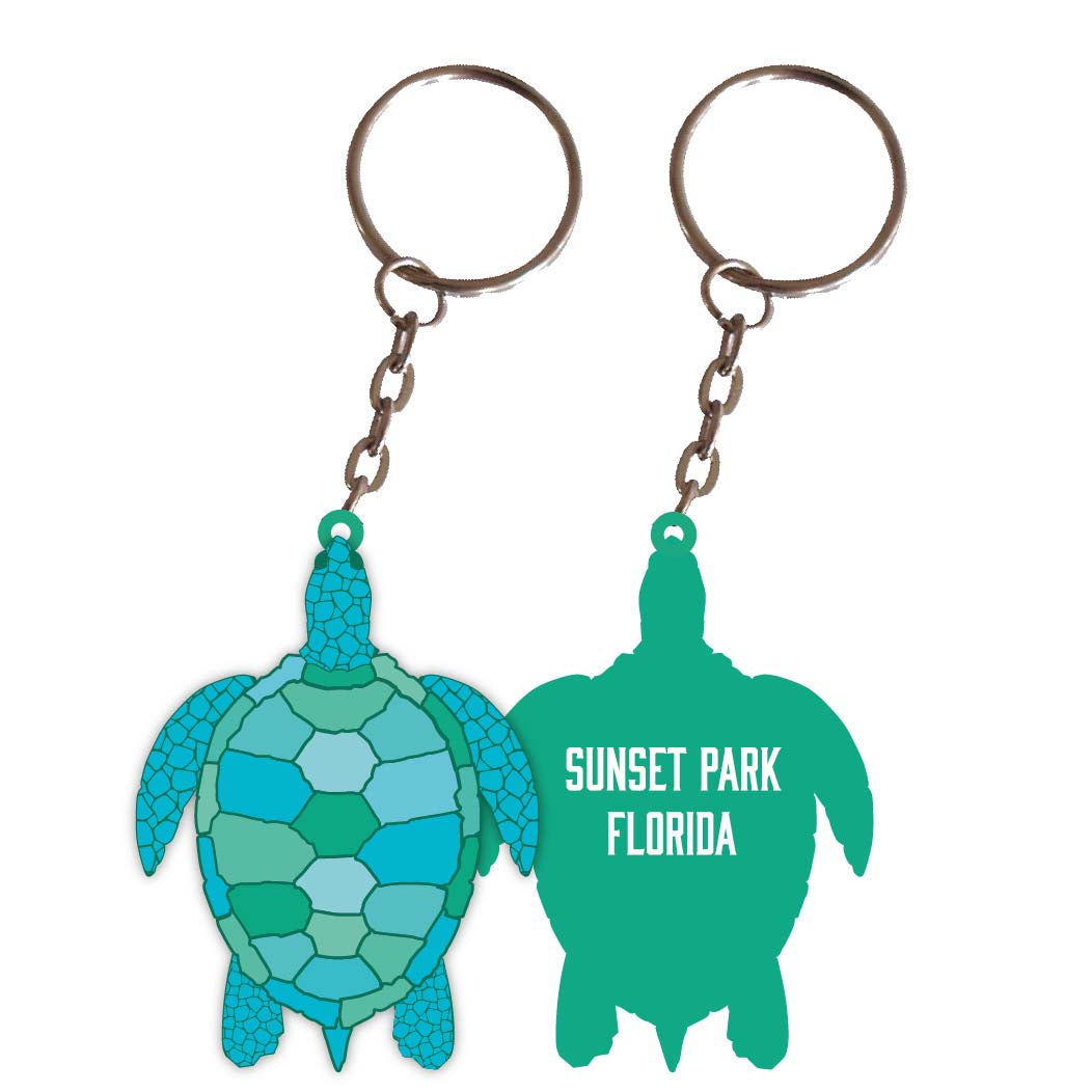 Sunset Park Florida Turtle Metal Keychain