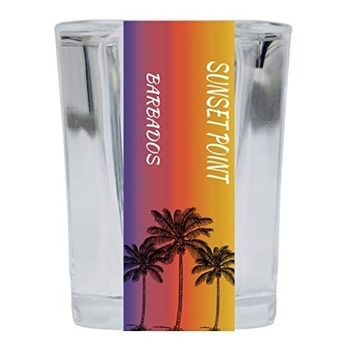Sunset Point Barbados 2 Ounce Square Shot Glass Palm Tree Design