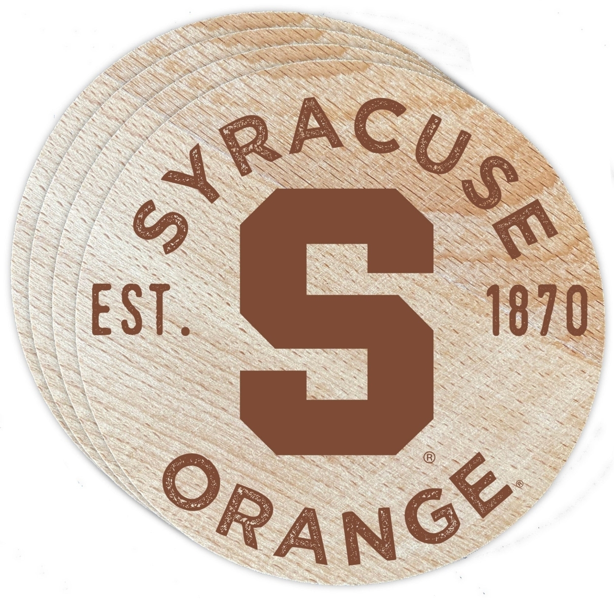 Syracuse Orange Wood Coaster Engraved 4 Pack