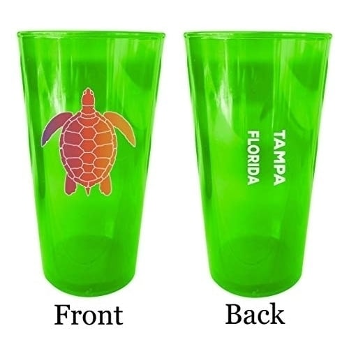 Tampa Florida Souvenir 16 Oz Green Plastic Pint Glass 4-Pack