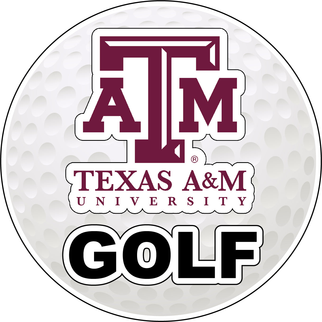 Texas A&M Aggies 4-Inch Round Golf Ball Vinyl Decal Sticker