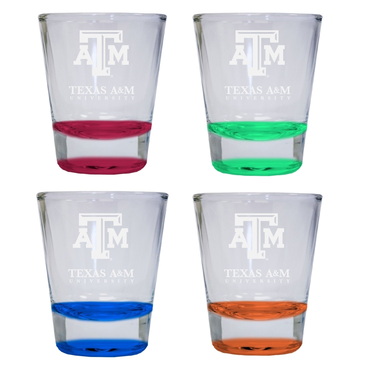 Texas A&M Aggies Etched Round Shot Glass 4-Pack
