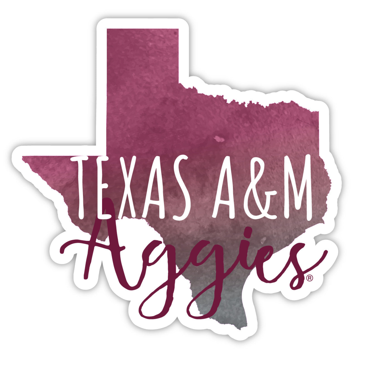 Texas A&M Aggies Watercolor State Die Cut Decal 2-Inch